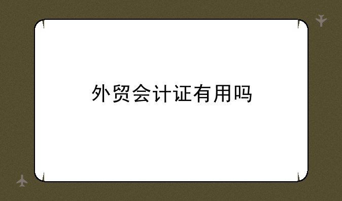 外贸会计证有用吗