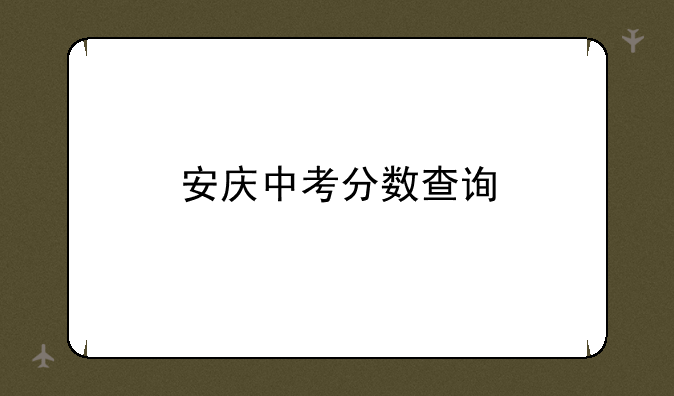 安庆中考分数查询