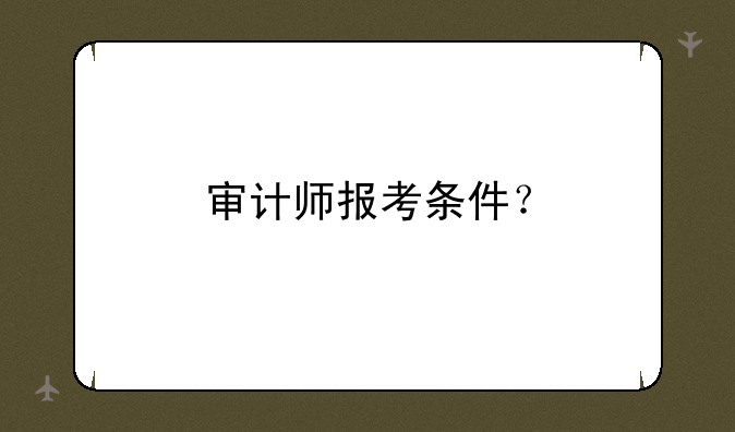 审计师报考条件？