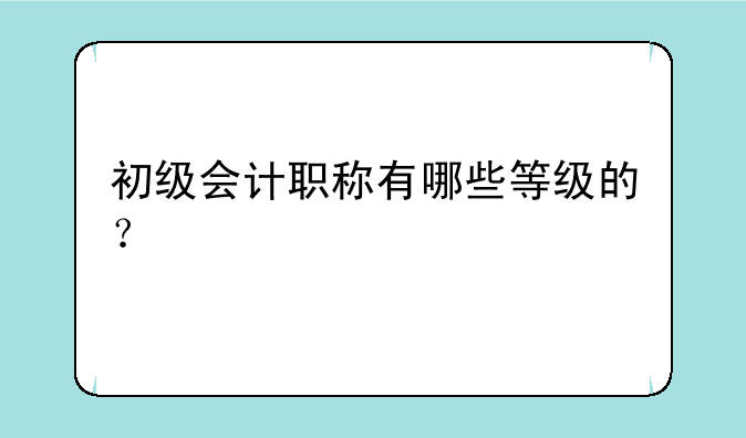 初级会计职称有哪些等级的？