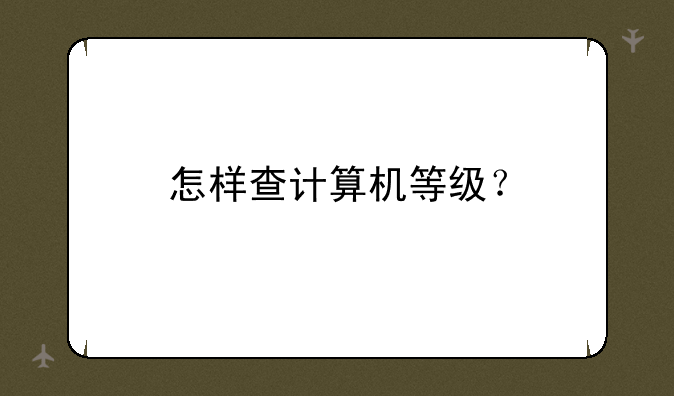 怎样查计算机等级？
