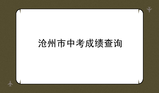 沧州市中考成绩查询