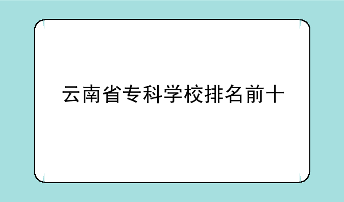 云南省专科学校排名前十