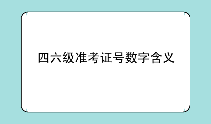 四六级准考证号数字含义