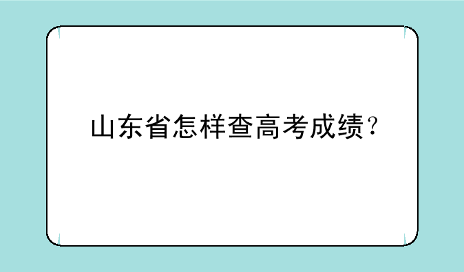 山东省怎样查高考成绩？
