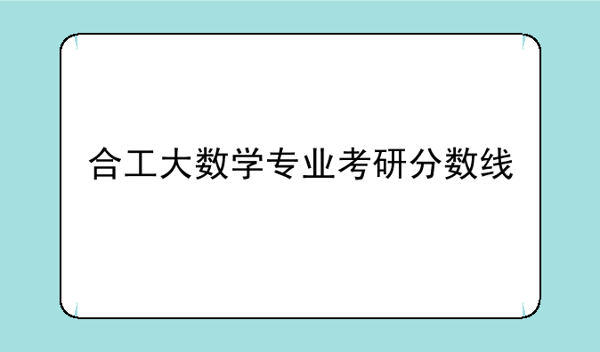 合工大数学专业考研分数线