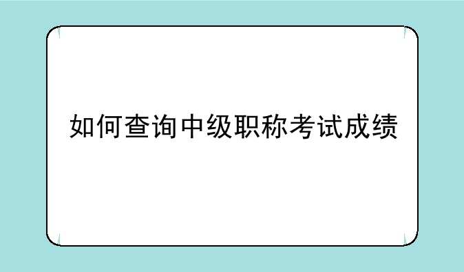 如何查询中级职称考试成绩