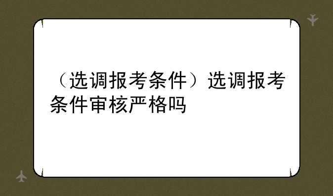 （选调报考条件）选调报考条件审核严格吗