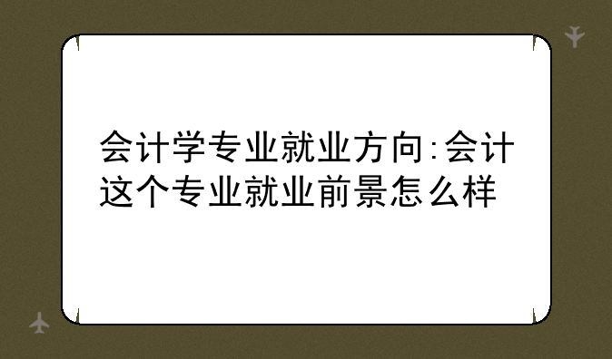 会计学专业就业方向:会计这个专业就业前景怎么样